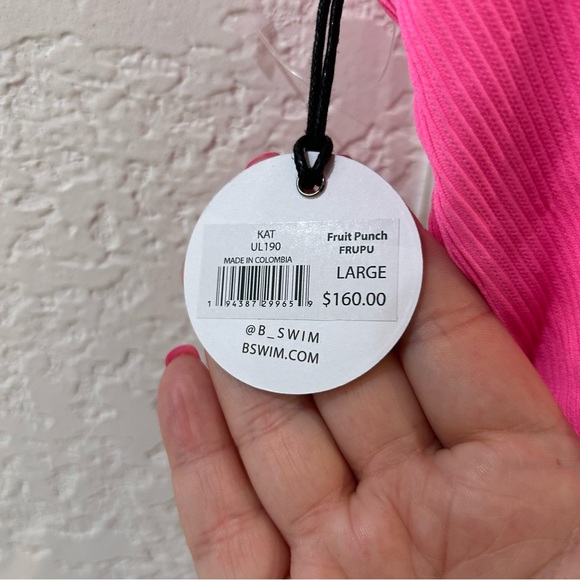 NWT B Swim Elizabeth Turner Kat One Piece Ribbed Swimsuit Pink - Picture 6 of 6